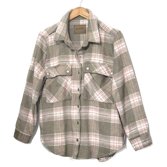 BLANK NYC Plaid Snap Front Cozy Casual Fall Winter Shacket Jacket Size M - Picture 7 of 14